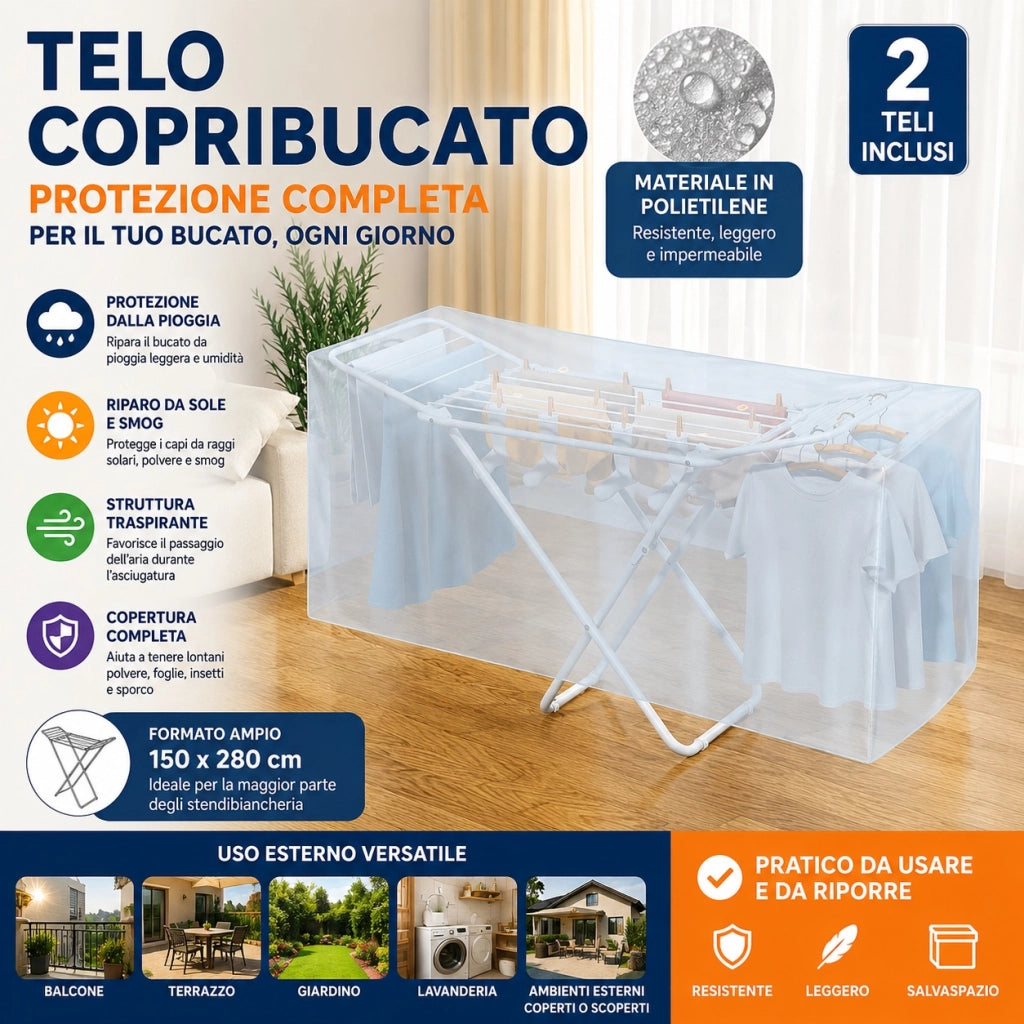 Set 2 Teli Copribucato 150x280 cm da Esterno Telo Antipioggia 90006949