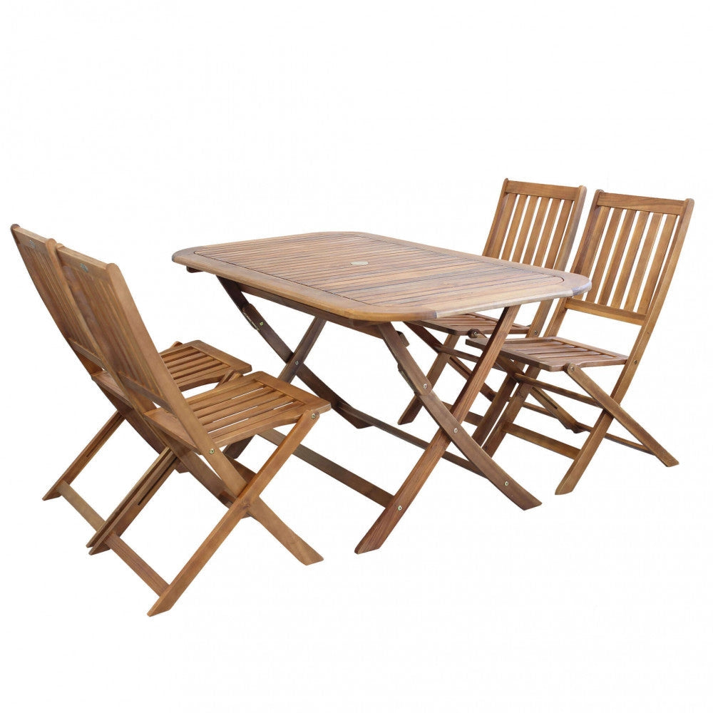Tavolo Pieghevole 150x80x74 h cm in Legno di Acacia Marrone
