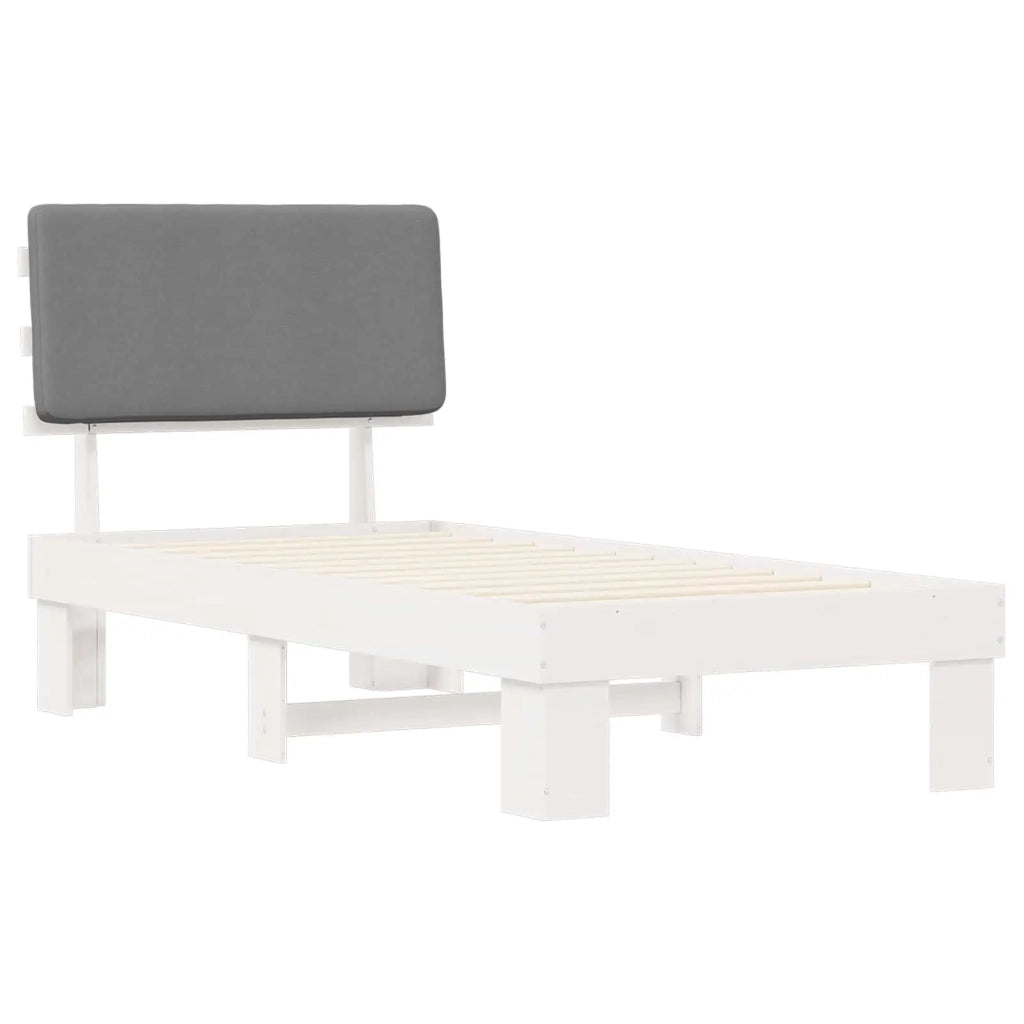 Letto con Testiera Rivestita Grigio chiaro 90 x 190 cm 877388