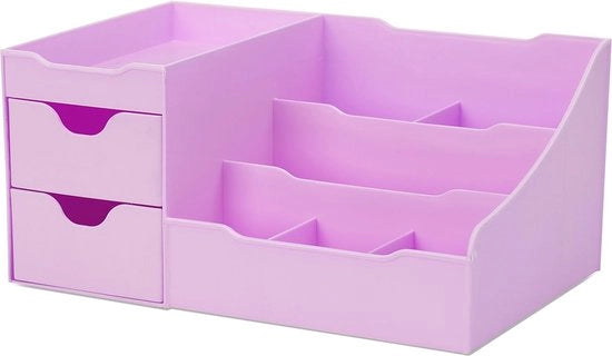 Organizzatore di makeup con ante - elegante ripostiglio da cucina per cosmetici - elegante supporto per borsette, ombretti, creme, matite, smalti e gioielli (blu)