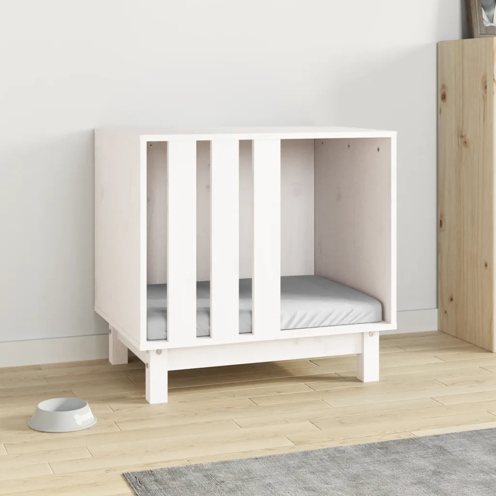 Casetta per Cani bianco 60x45x57 cm in Legno Massello di Pino 822477