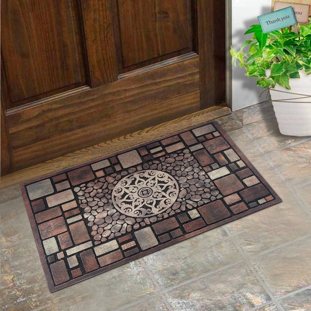 Zerbino Ingresso Robusto Spesso 1 Cm Pietre 3D Antiscivolo Assorbente Tappeto Entrata Casa Dis_B