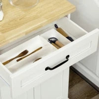 Carrello da cucina a rotelle multi-ripiani 1 cassetto 1 armadio 1 portasciugamani bianco e piano in legno