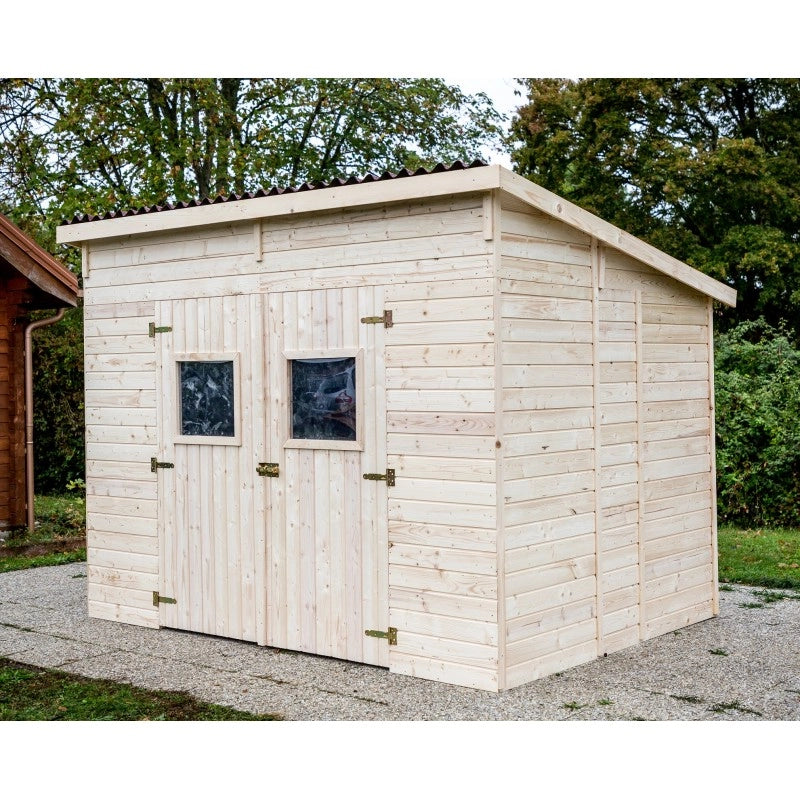 Casetta in legno da giardino con tetto inclinato – 280x200 cm – pannelli 16 mm, porta vetrata e struttura rinforzata – CD2820.02 Foresta