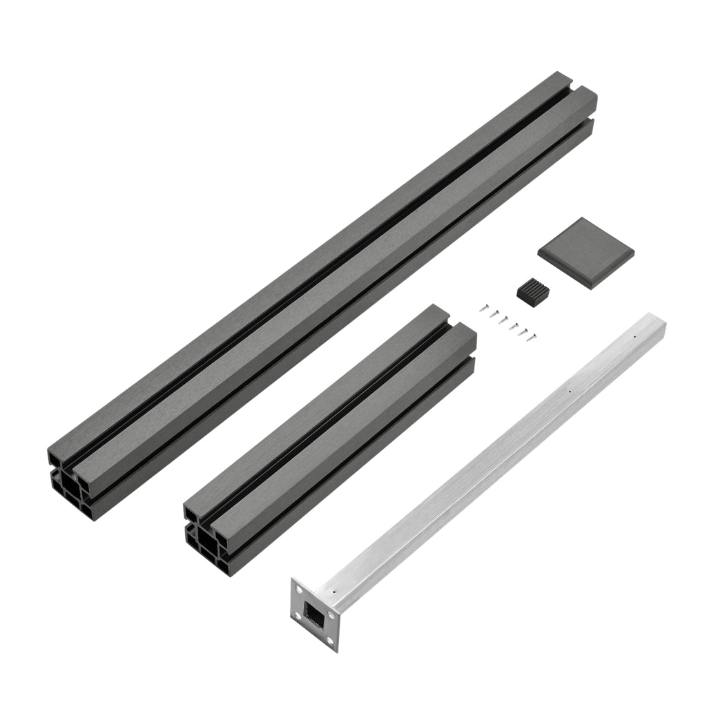 Recinzione in WPC per Giardino Staccionata da Elementi Inclinato e Rettangolari 183x973 cm Grigio NEU.HOLZ