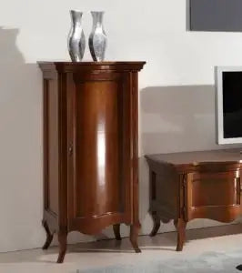 Vetrina contenitore in legno massiccio di tiglio arte povera noce scuro