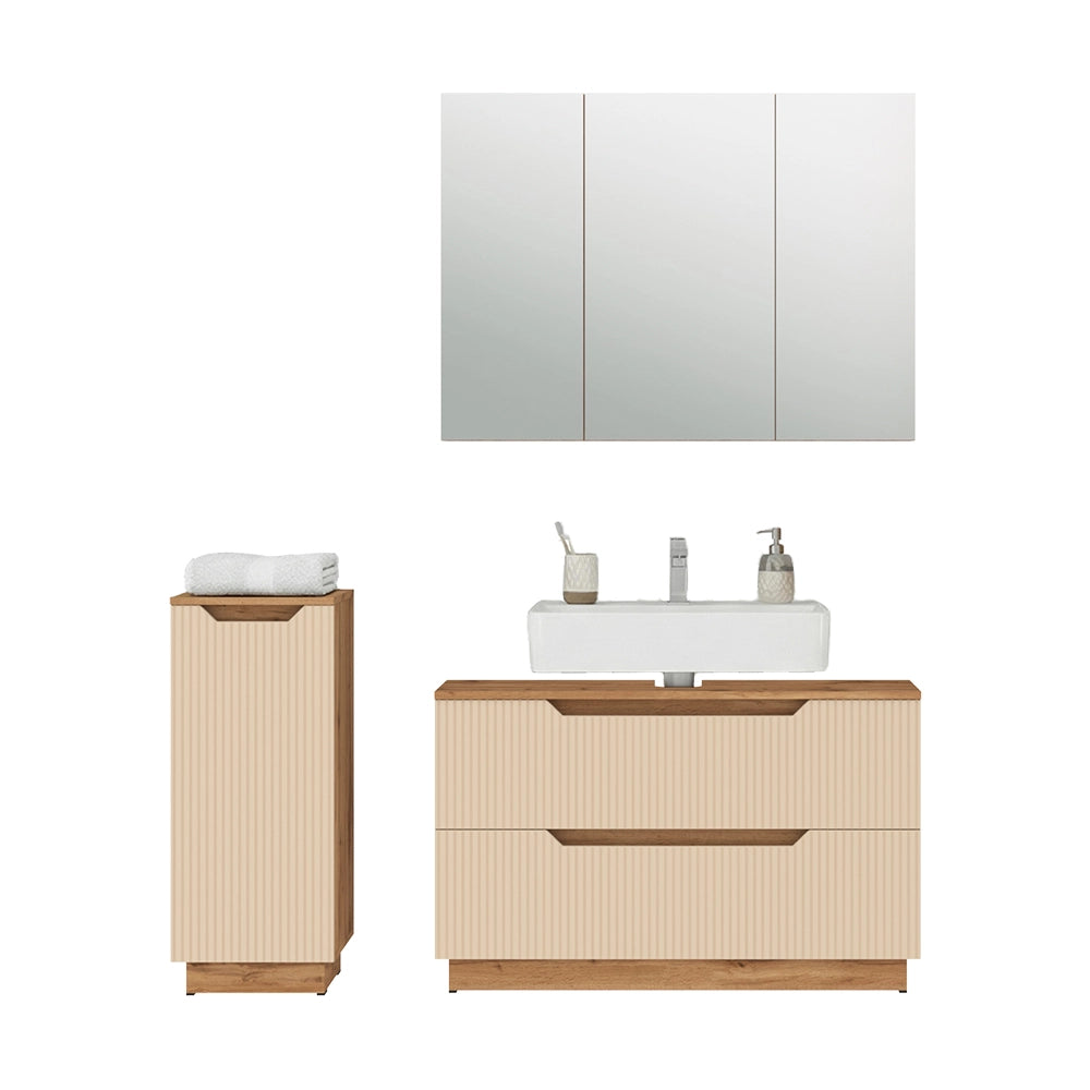 Vicco Set di mobili da bagno Rovere/cashmere a righe 3 parti