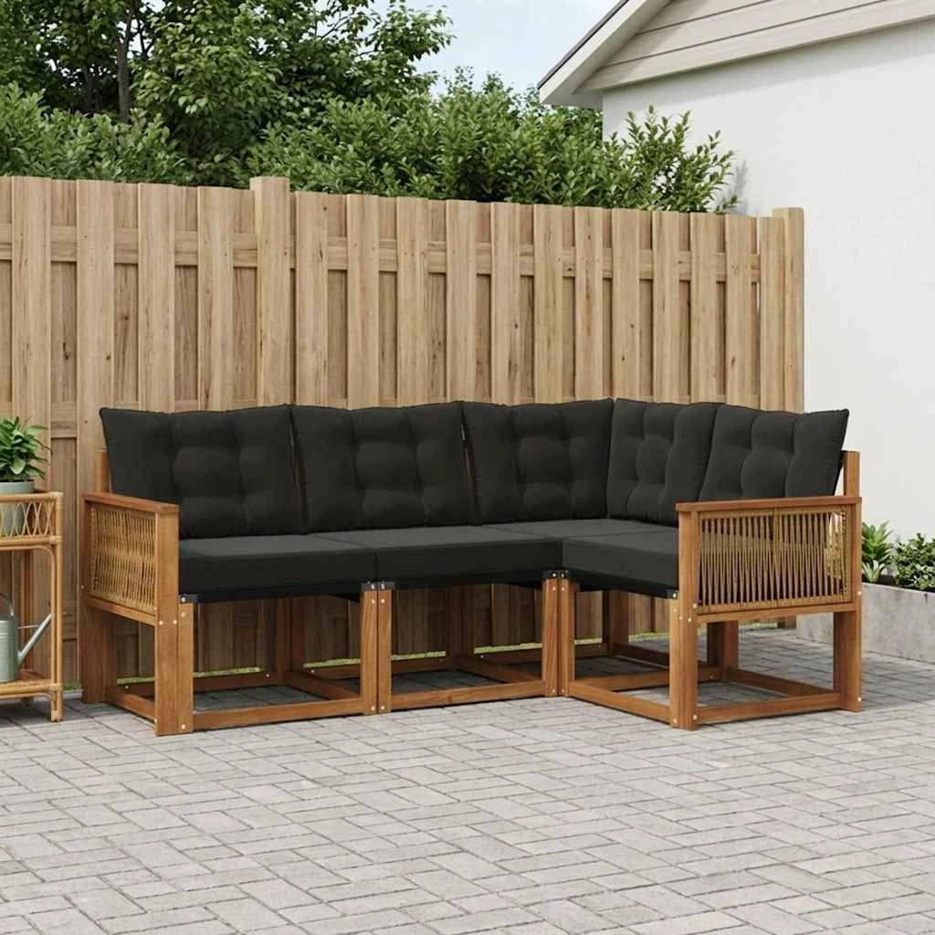 Set di divani da esterno 4 pz Naturale e Nero 3381924