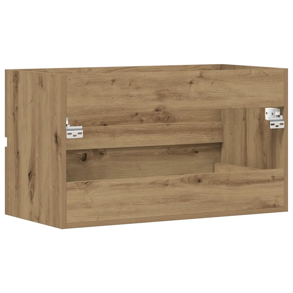 Mobiletto sottolavabo spazioso e pratico 90 x 38 x 45 cm in legno di rovere composito finitura artigianale 02_0050823