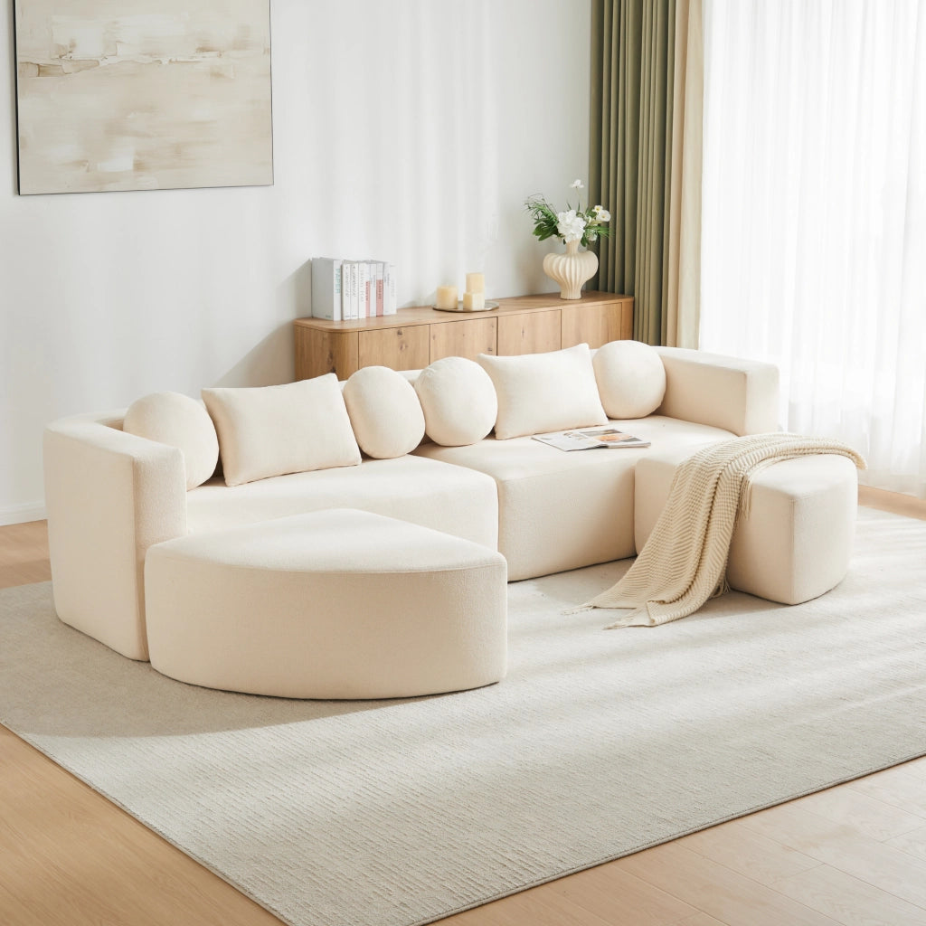 Divano Letto Modulare ¨C Xylo ¨C Chenille Beige, 292x165x68 cm