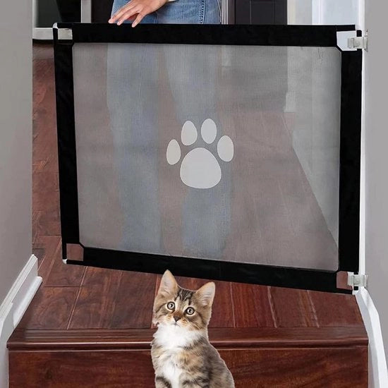 Barriera estensibile per cani per scale e porte - Senza forare - Recinzione di sicurezza per cani o gatti (100x80 cm)