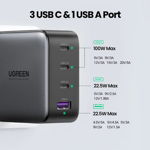 Ugreen 40747 Caricabatterie per dispositivi mobili Universale Nero AC Ricarica rapida Interno