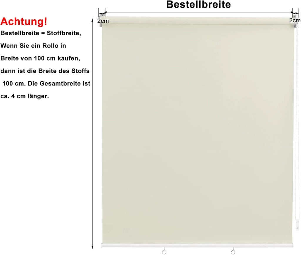 Tenda da Sole Verticale con Catenella, Tenda a Rullo da Esterno Resistente alle Intemperie con Protezione UV e Isolamento Termico, per Balcone, Terrazza o Finestra, Beige 140x240 cm