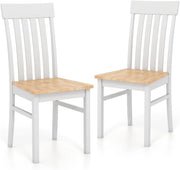 Set di 2 sedie da pranzo, sedie da cucina con schienale alto a doghe e seduta in legno di gomma, portata fino a 150 kg, 44 x 50,5 x 97 cm, per ristorante, caffetteria (naturale)