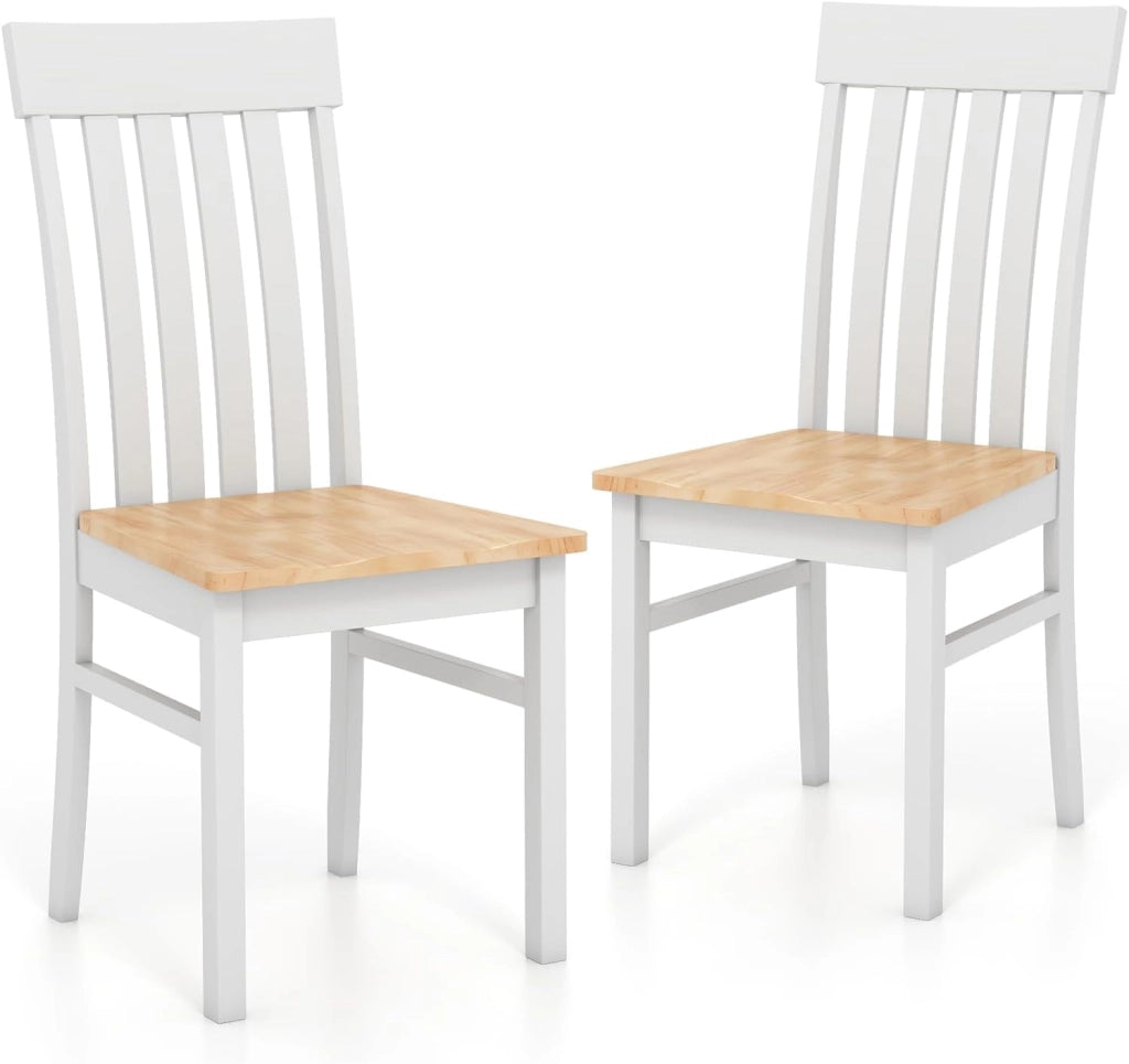 Set di 2 sedie da pranzo, sedie da cucina con schienale alto a doghe e seduta in legno di gomma, portata fino a 150 kg, 44 x 50,5 x 97 cm, per ristorante, caffetteria (naturale)