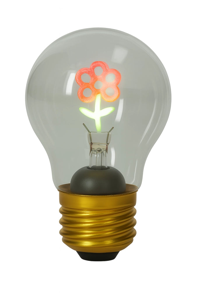 Lampadina in vetro fiore rosso