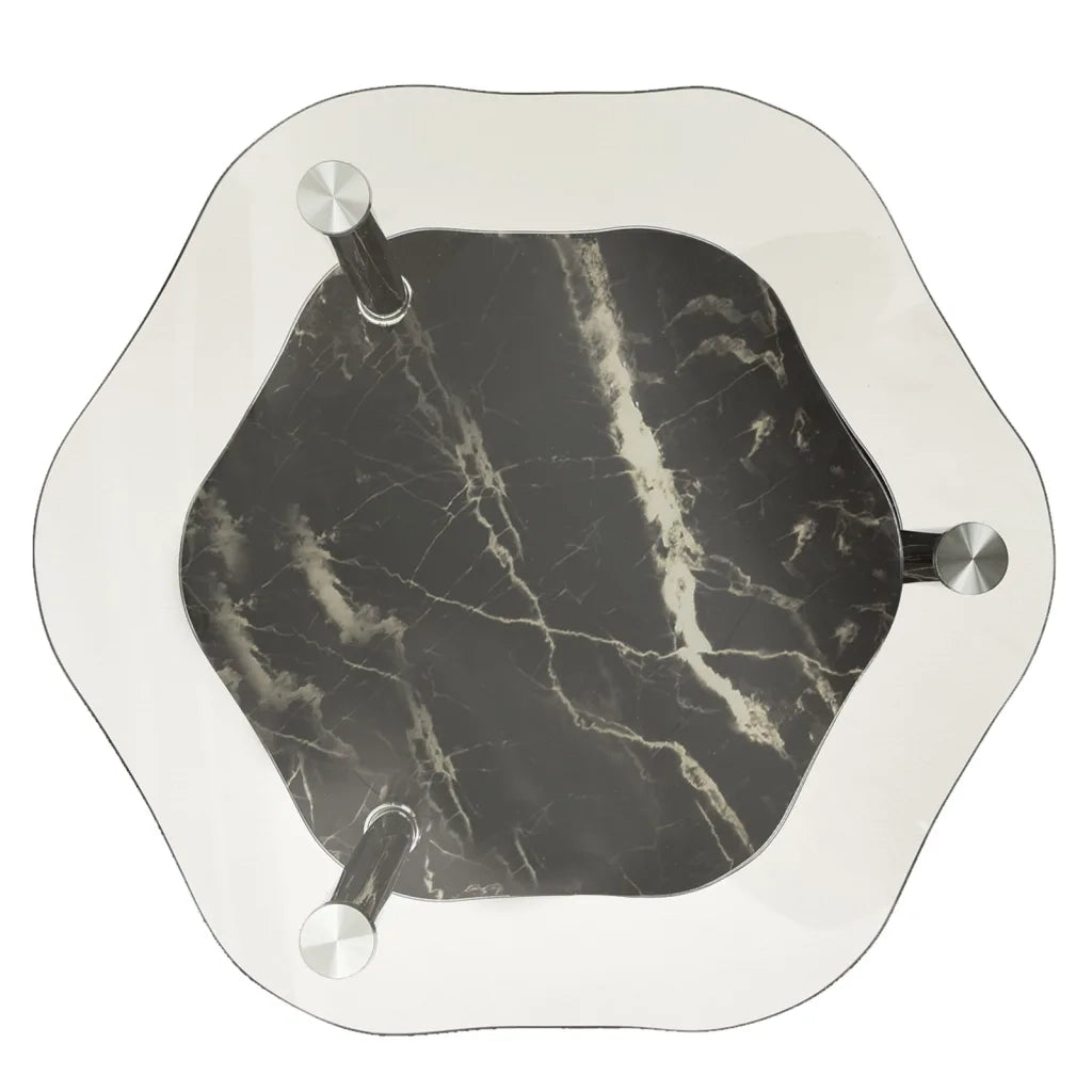 Tavolino 2 Livelli Trasparente Nero 38x38x50 cm Vetro Temperato cod mxl 72809