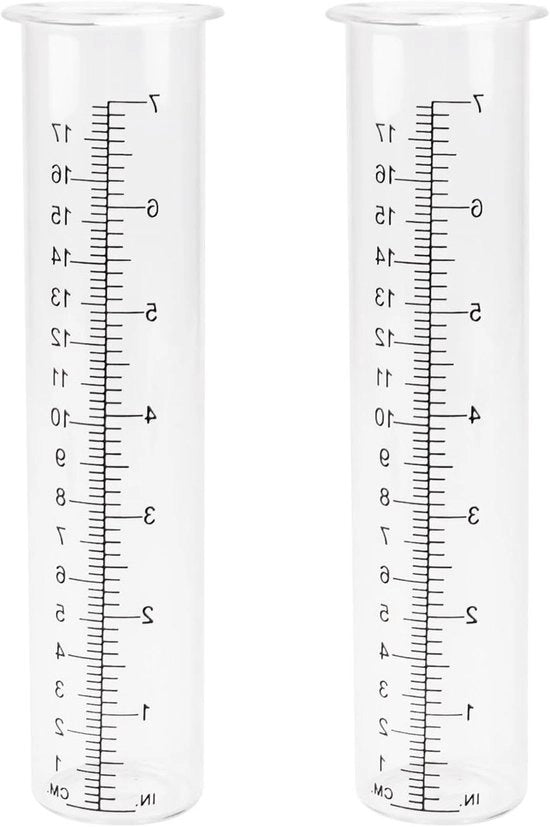 Misuratore di pioggia da 20 cm - Set di 2 pezzi con grande misuratore di pioggia in vetro per sostituzione - Con bilance per uso in casa, giardino e fattoria