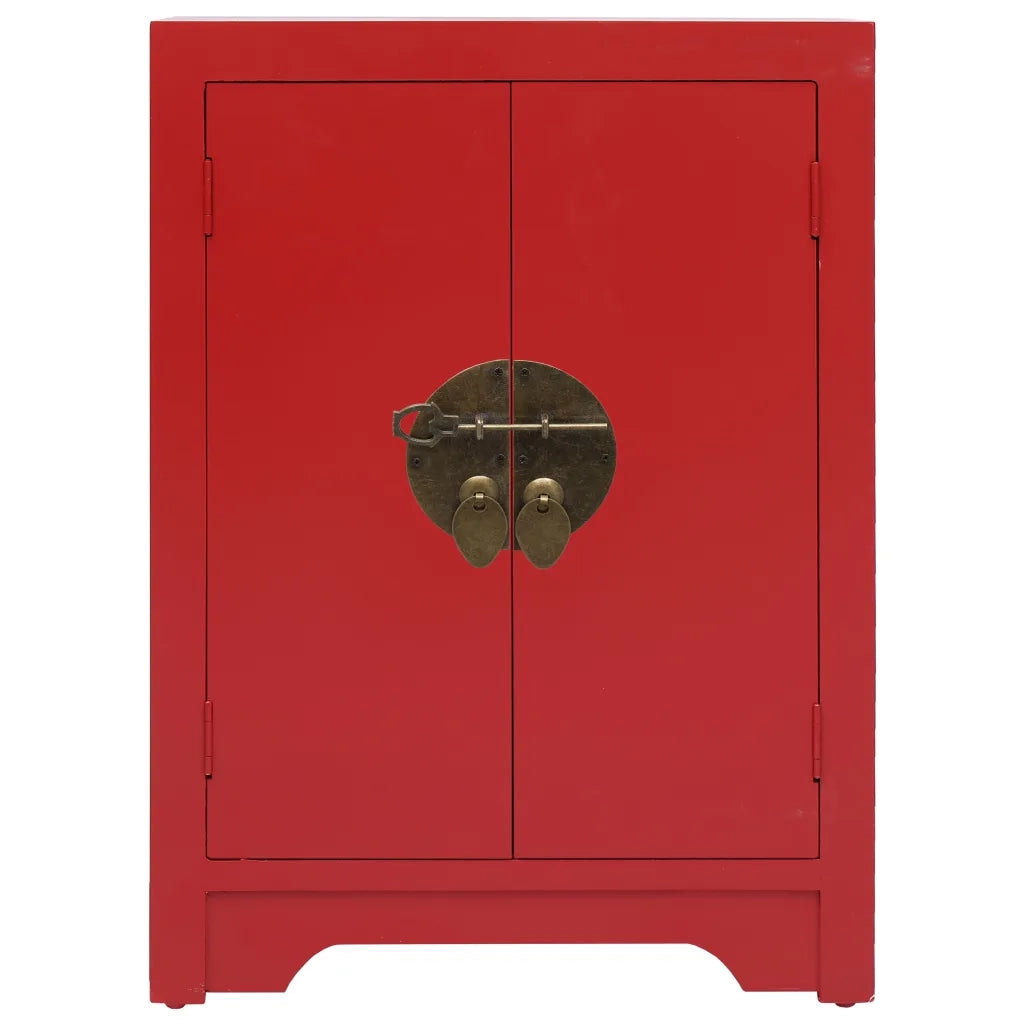 Comodino-Tavolino da notte Rosso 38x28x52 cm in Legno di Paulownia