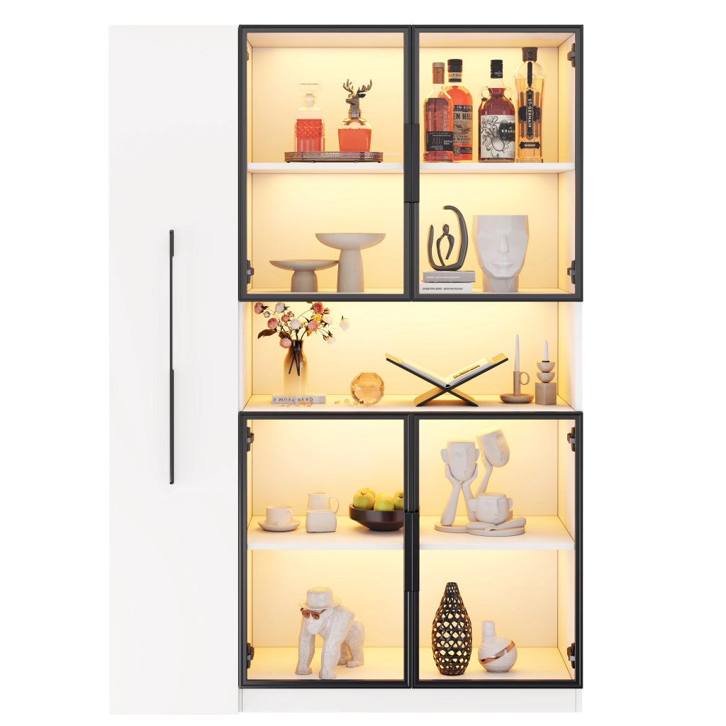 VETRINA 110x35x160 cm Bianca in MDF con illuminazione LED a colori