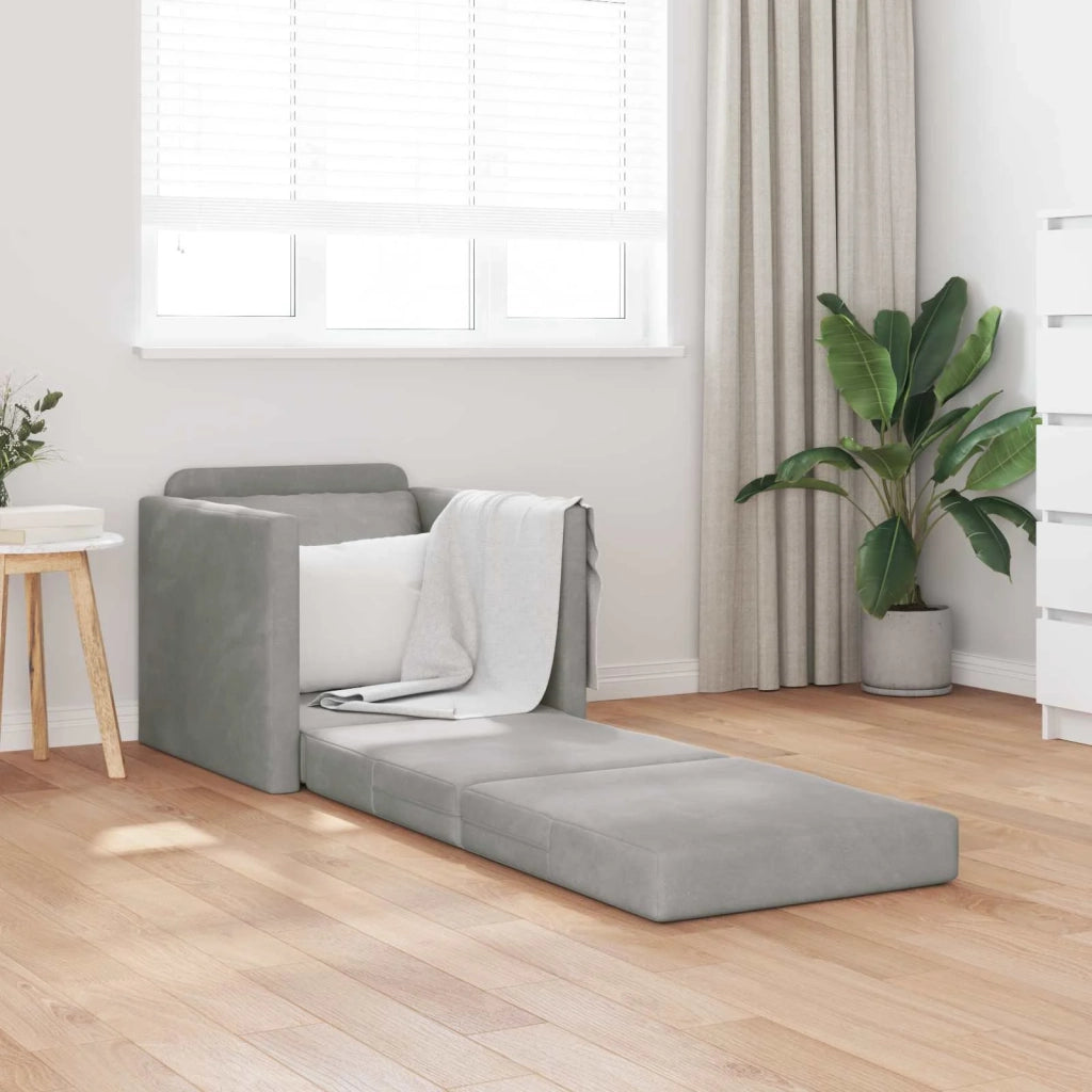 Divano letto | Sof¨¤ letto | Letto singolo Grigio chiaro 74 x 77 x 81 cm Velluto