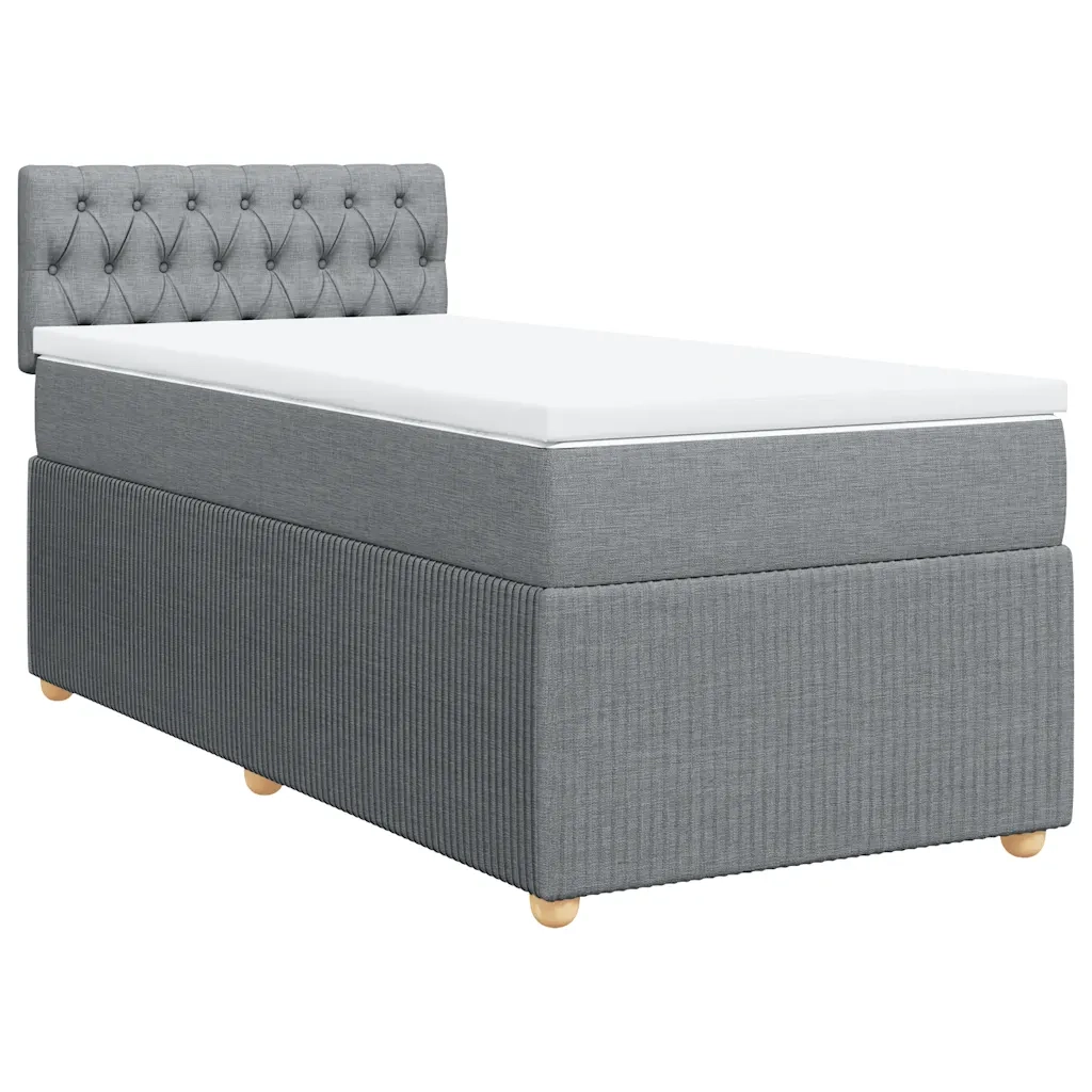 Giroletto a Molle con Materasso Grigio Chiaro100x200 cm Tessuto