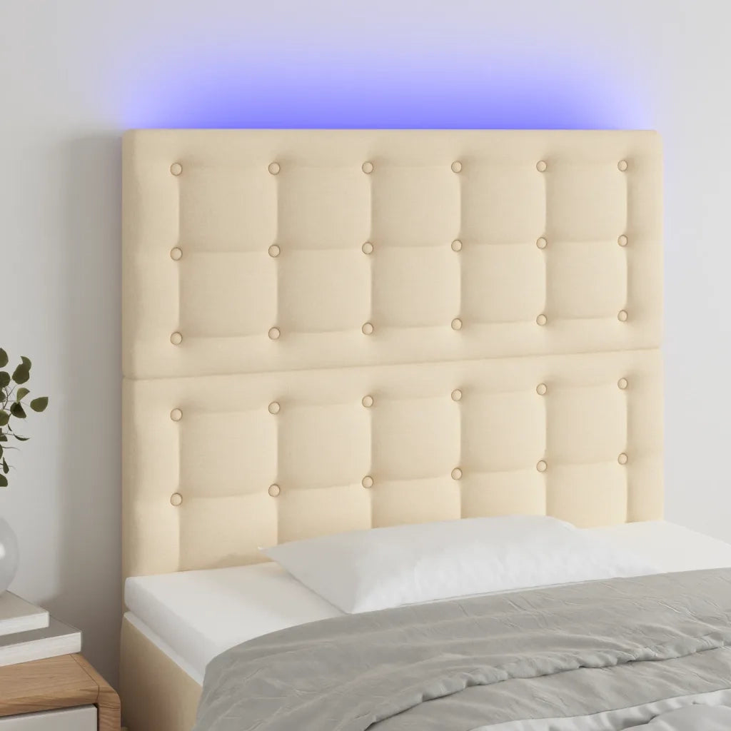 Testiera | Testata a LED Crema 80x5x118/128 cm in Tessuto