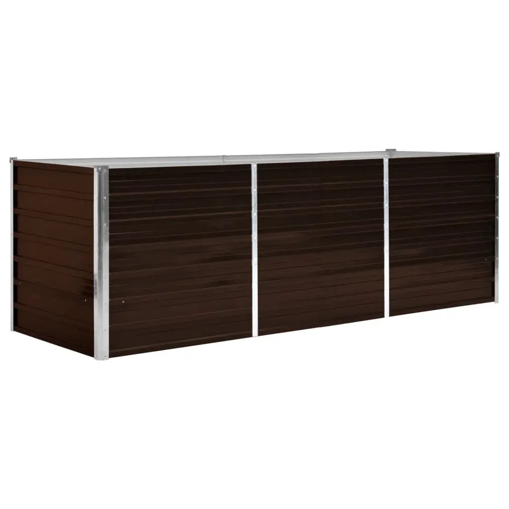 Fioriere | Cassetta per fiori | Letto Rialzato Giardino Marrone 240x80x77 cm in Acciaio Zincato