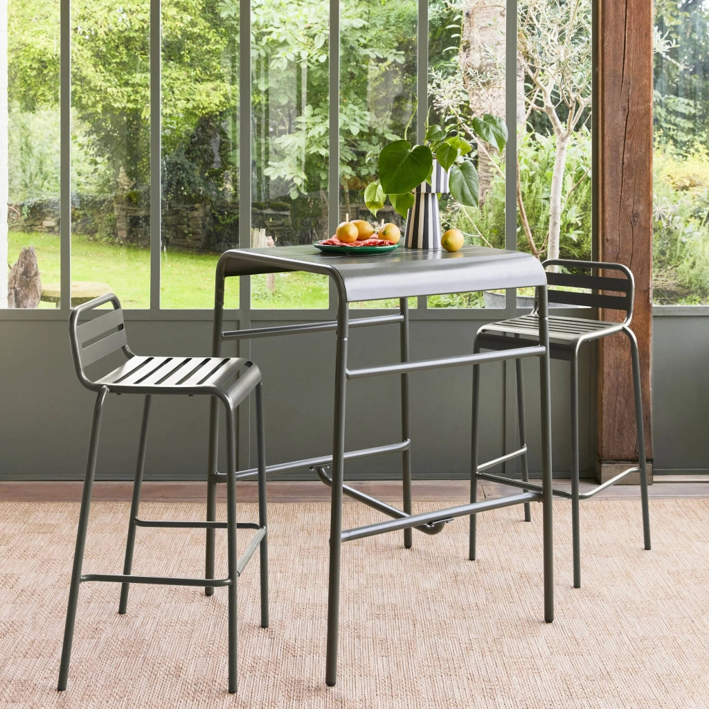 Tavolo da giardino in metallo 2 posti, 70cm, verde kaki