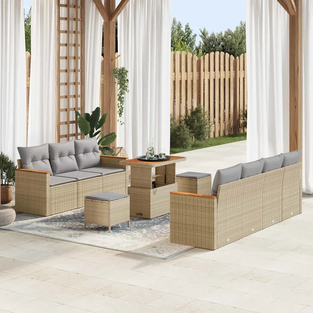 Set Divano da Giardino 14 pcs Beige e Grigio Chiaro polyrattan 3364962