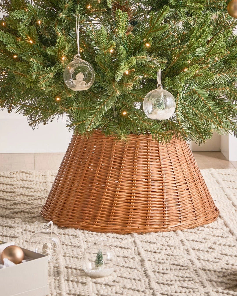 Collare per albero di Natale in rattan ⌀ 50 cm fatto a mano rotondo accessori decorazioni naturale