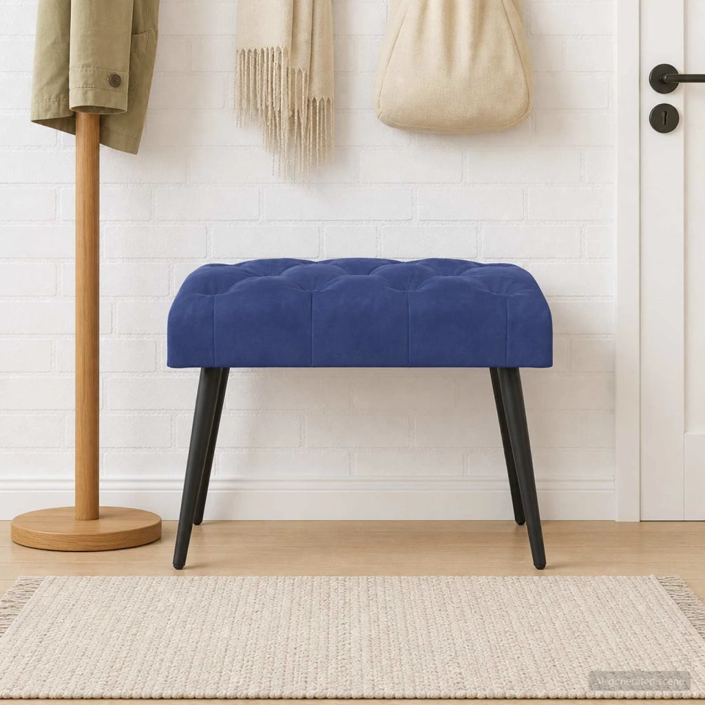 Panchina con bottoni imbottiti Blu Polizia 60 x 40 x 45 cm 42038555