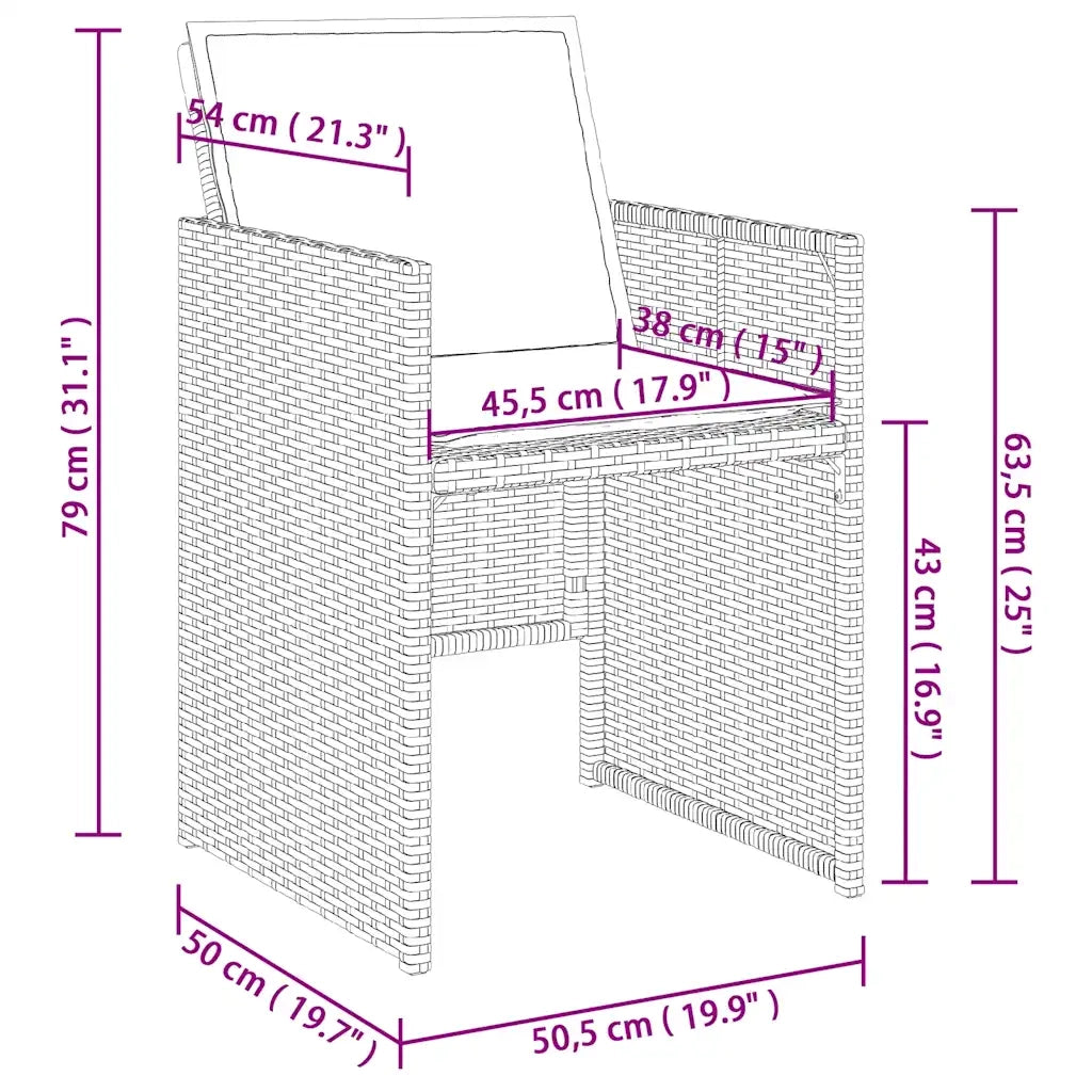 Set da Pranzo da Giardino 11 pz con Cuscini in Polyrattan Nero