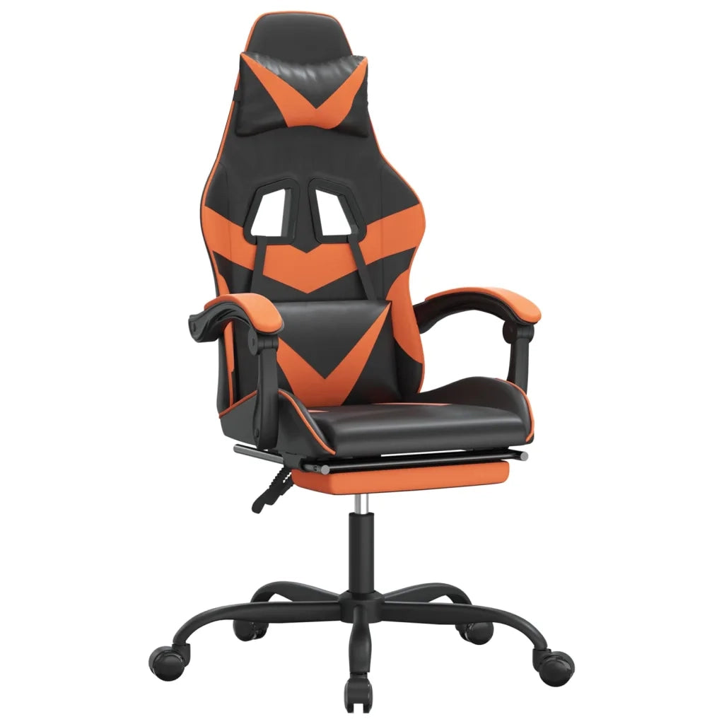 Sedia da Gaming | Sedia da e-sports con Poggiapiedi Nero e Arancione in Similpelle