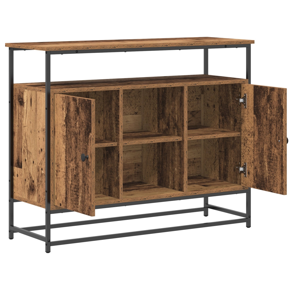 Credenza in Legno Antico 100x35x80 cm in Legno Ingenerizzato e Acciaio