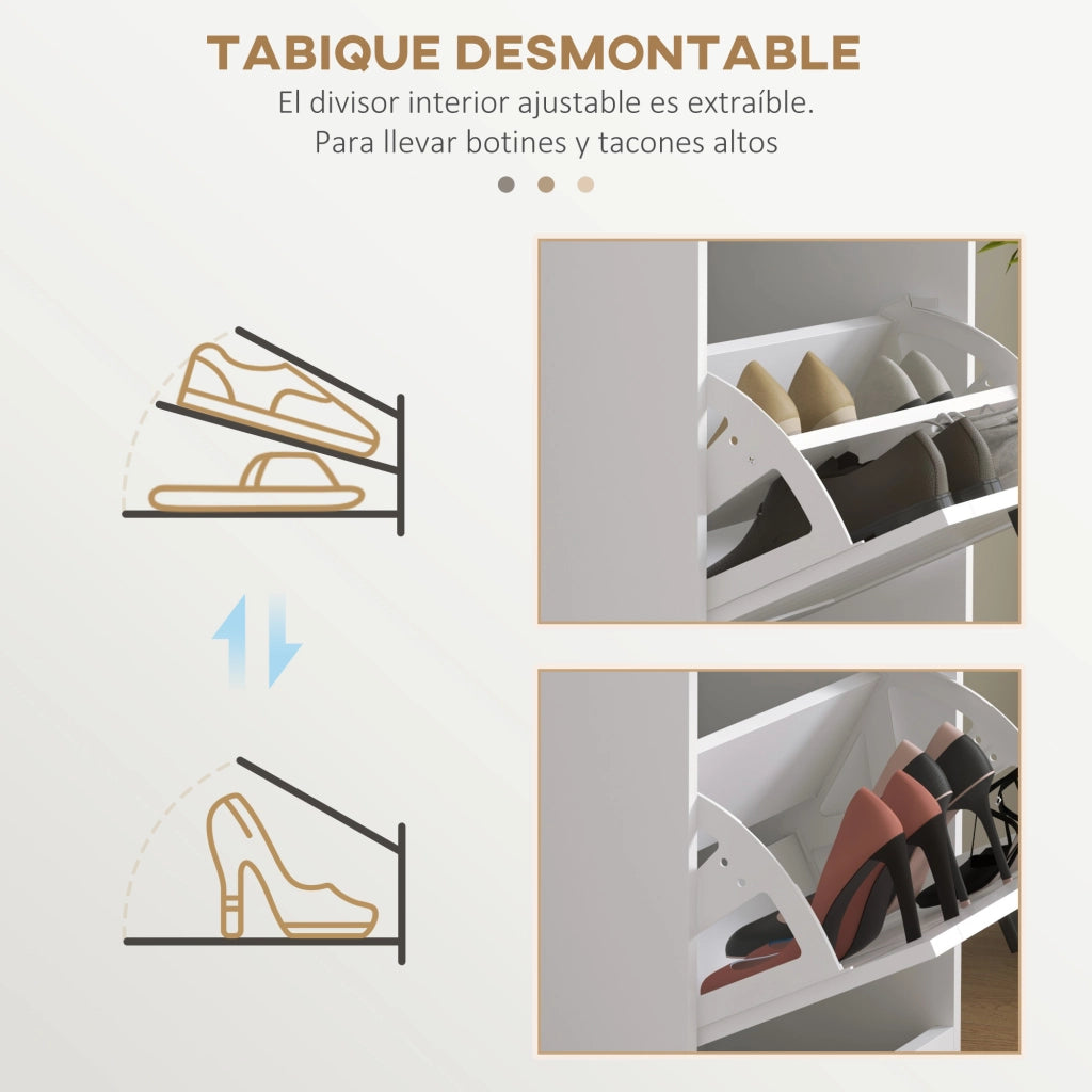 Armadio per scarpe con 3 ante e ripiani regolabili ¨C zephmum ¨C Bianco 60x30x120 cm
