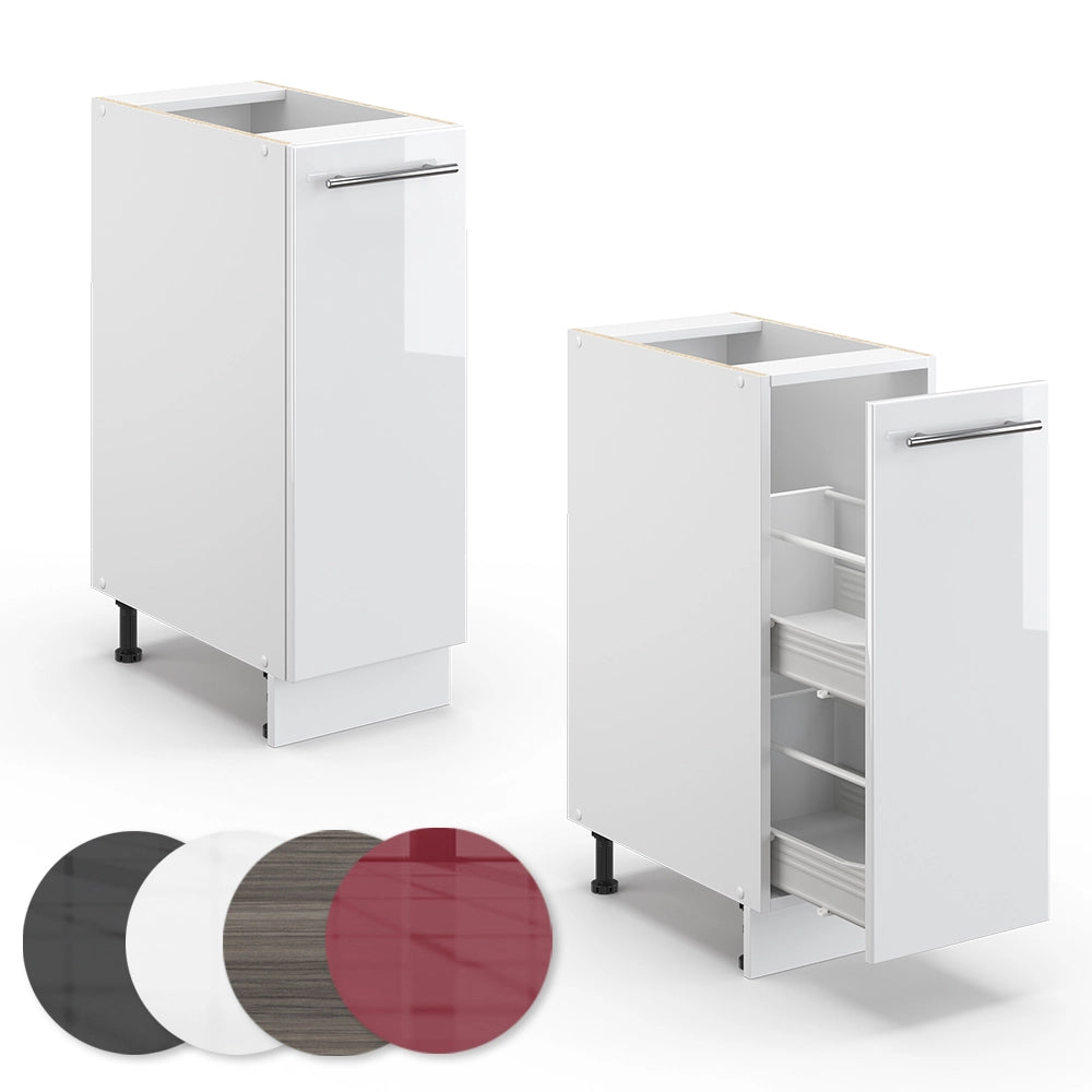 Armadio cucina dispensa alto Fame-Line Bianco lucido/Bianco 30 cm senza piano di lavoro Vicco