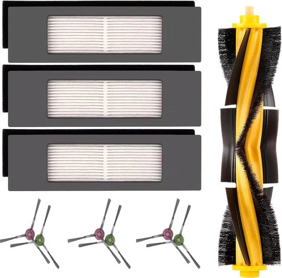 Pacco da 10 - Ricambi per spazzole aspiranti Adatto per aspirapolvere Ecovacs T5/N5/0ZM0950/0ZM0920 (1 spazzola principale, 3 filtri, 6 spazzole laterali)