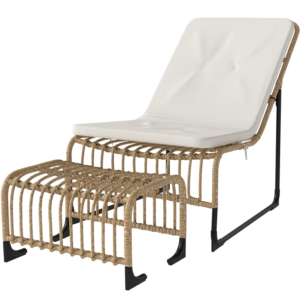 Poltrona relax con poggiapiedi in rattan per esterno ¨C zephmum ¨C 65x93x80 cm