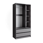 Vicco Armadio per bambini Antracite 100 x 200 cm con 2 cassetti