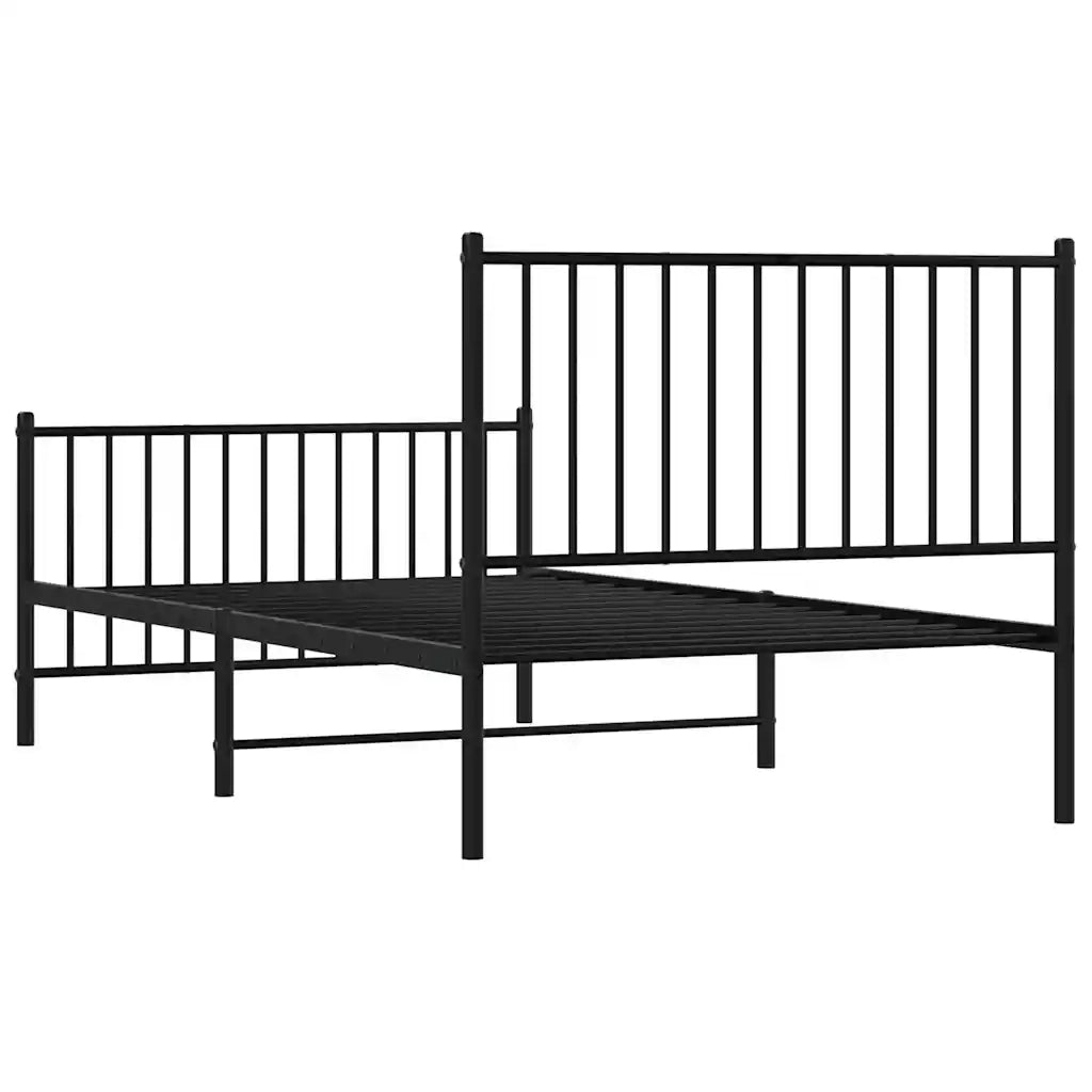 Giroletto con Testiera e Pediera Metallo Nero 100x190 cm 350876