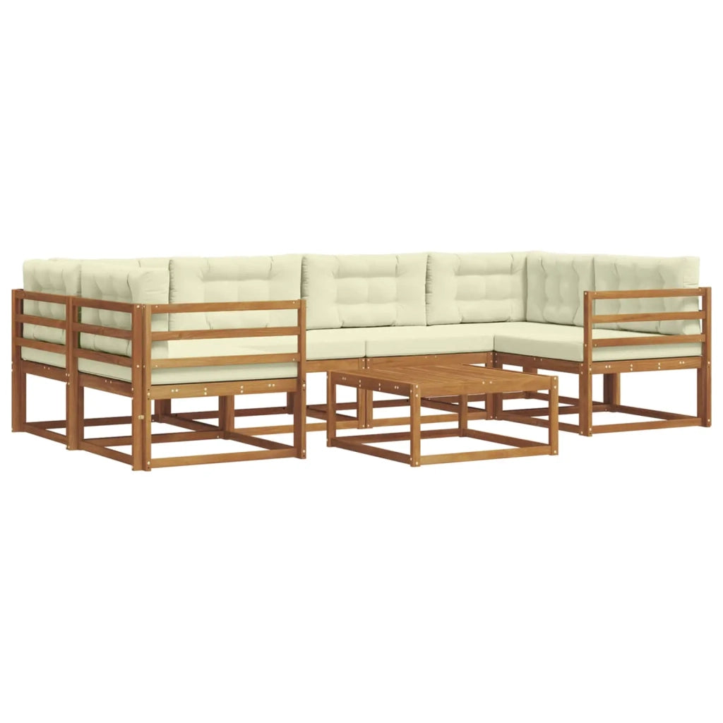 Set di divani da esterno con cuscino 7 pcs Naturale e Crema 3367248