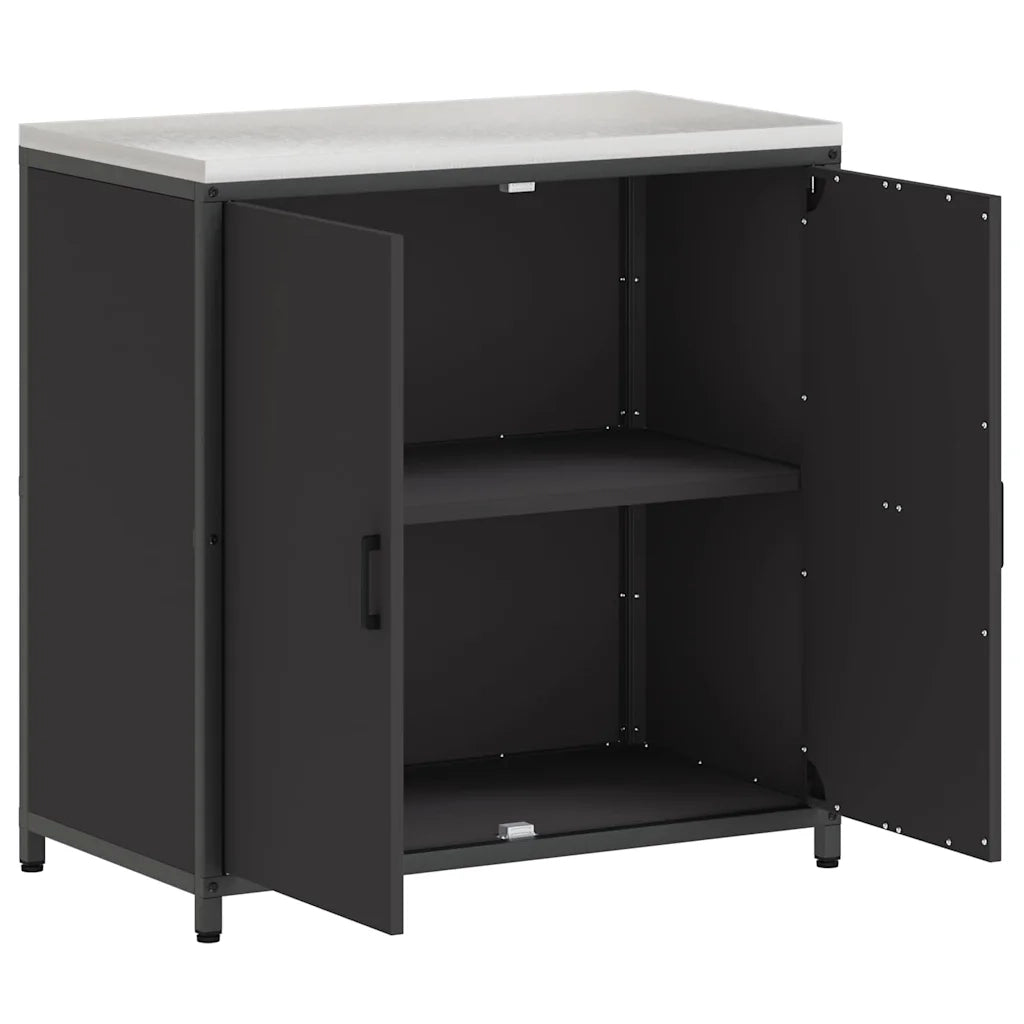 Stoccaggio in cucina con porta Nero 90 x 50 x 92 cm Acciaio 874982