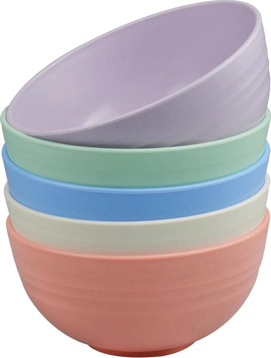 Set di contenitori in plastica per cereali 750 ml, 15 cm, leggero, in plastica, contenitori per cereali non frantumabili per zuppe, pasta, insalata, snack di frutta.