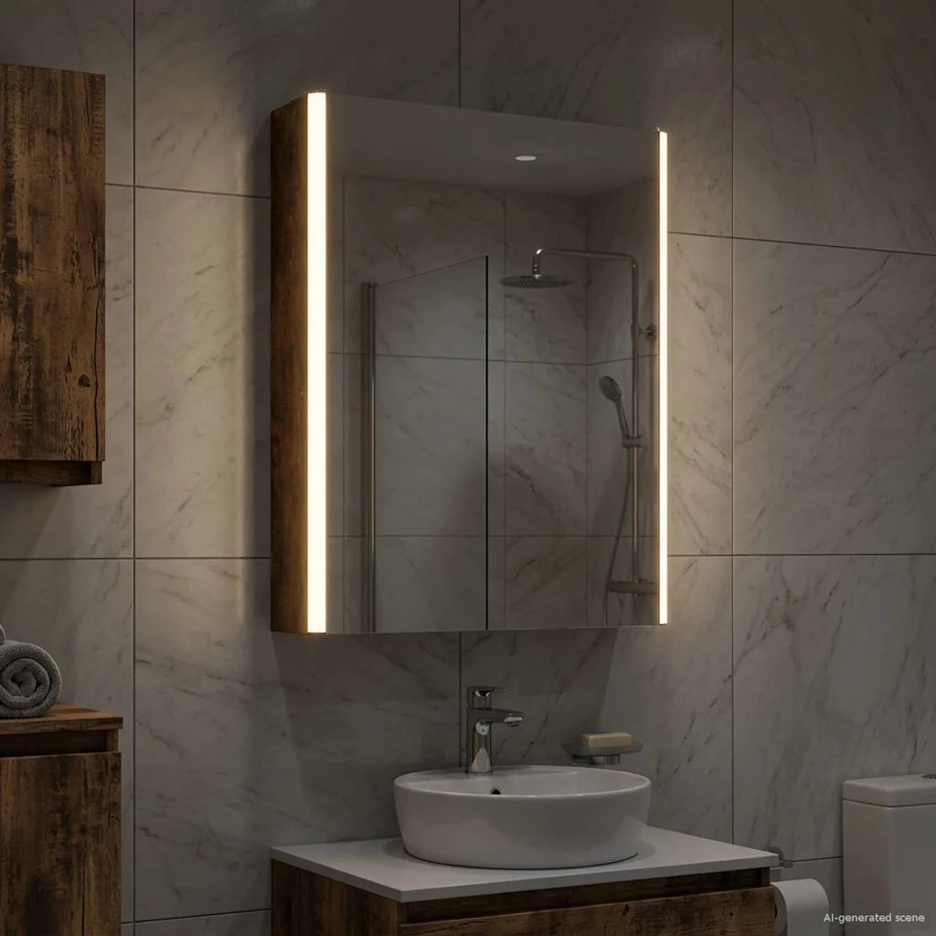 Mobiletto per specchio da bagno Rovere fumé 43 x 11,5 x 60,5 cm 889227