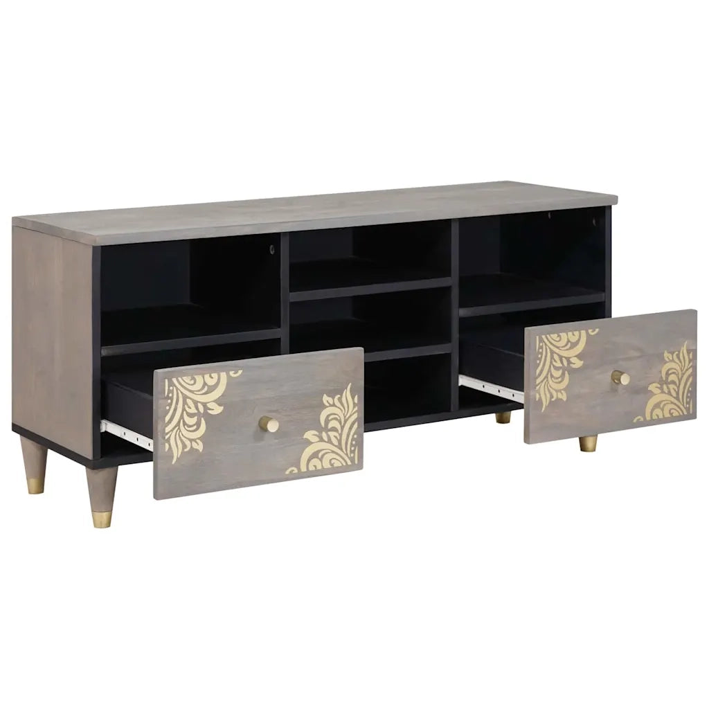 vidaXL Mobile TV con cassetto Grigio e Oro 100 x 33.5 x 46 cm