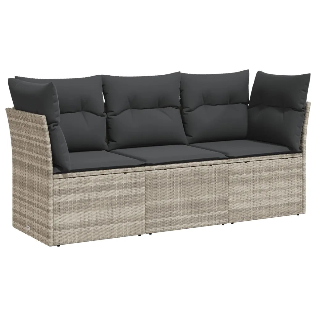 Set Divano da Giardino 3pz con Cuscini-Sofa da Giardino-Divanetto da esterno Grigio Chiaro Polyrattan 769347
