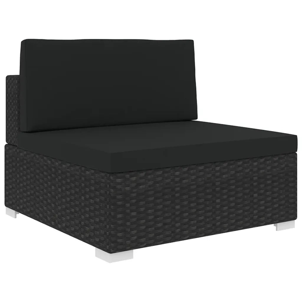 Seduta Centrale Modulare 1 pz con Cuscini in Polyrattan Nero cod mxl 60977
