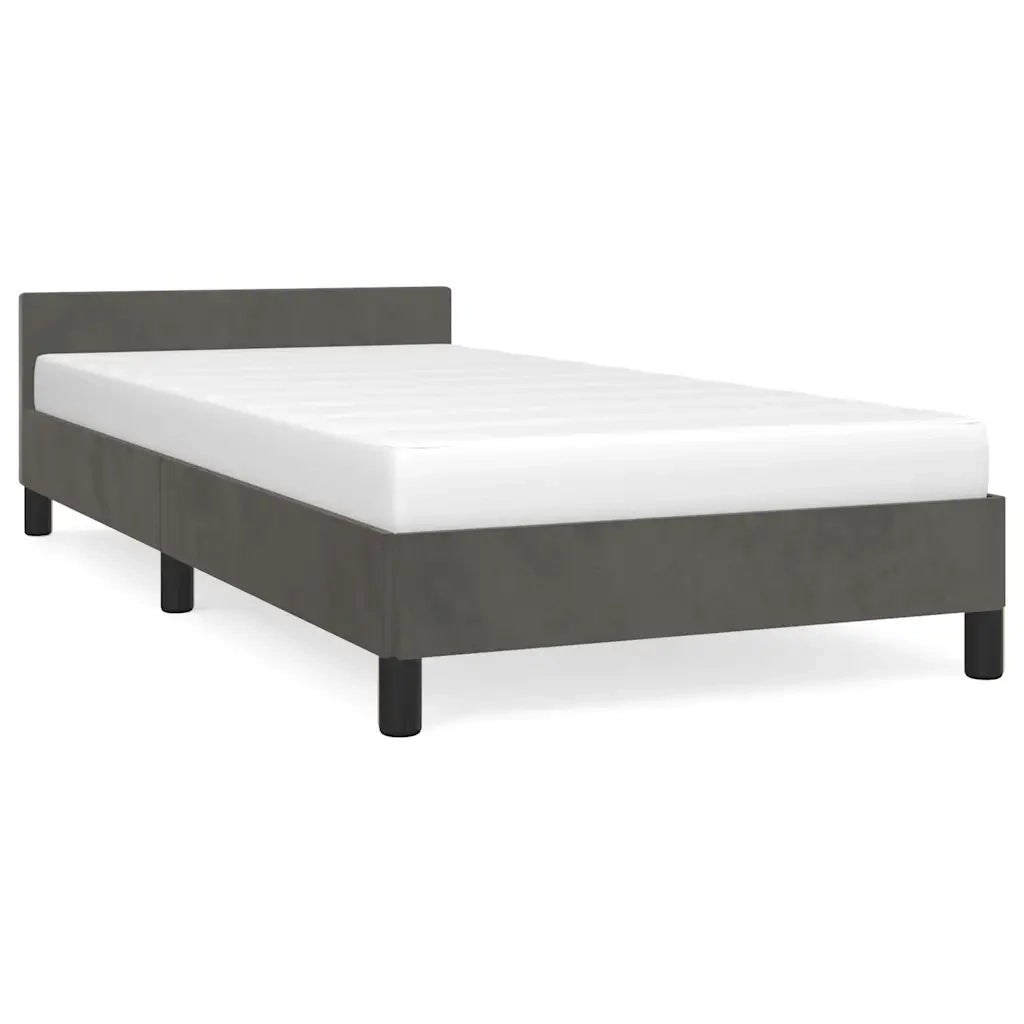 Letto singolo | Letto per adulti | Giroletto senza Materasso Grigio Scuro 90x200 cm Velluto