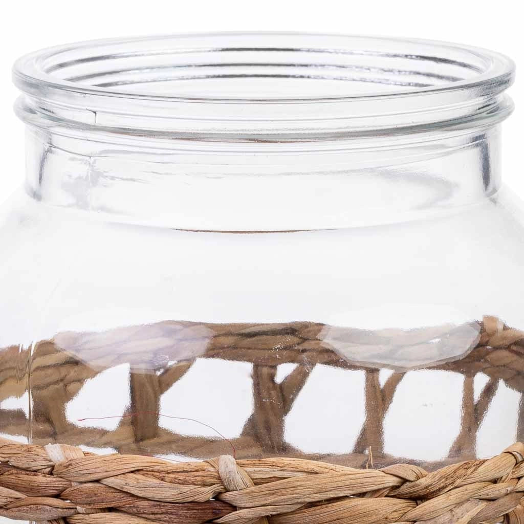 Vaso in vetro rivestito in fibre naturali D16x25h cm